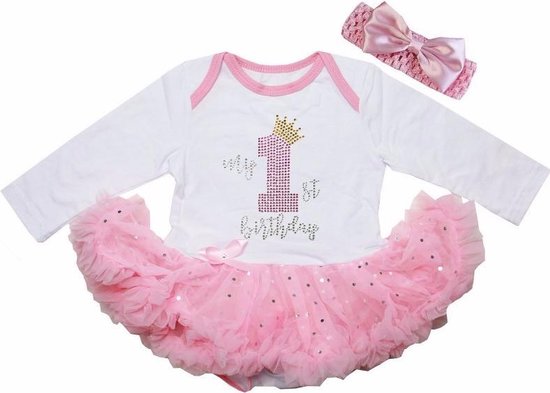 Verjaardag jurk baby, 1 jaar glitter, tutu jurk 1 jaar, cakesmash jurk | +  haarband ... | bol.com