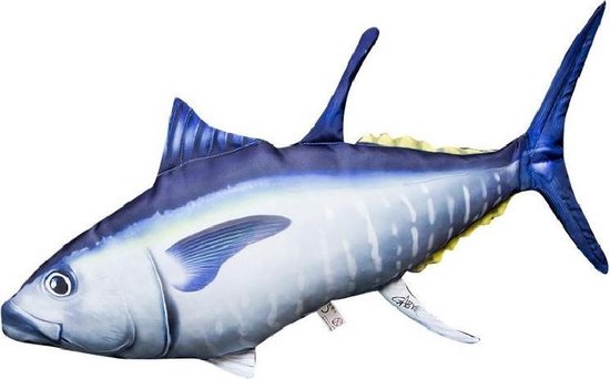 Gaby - Kussen vis - Tonijn - Meerkleurig - Vismodel kussen - Groot formaat - Sierkussen - 66 cm