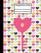 Key Hearts Composition Notebook - 4x4 Quad Ruled