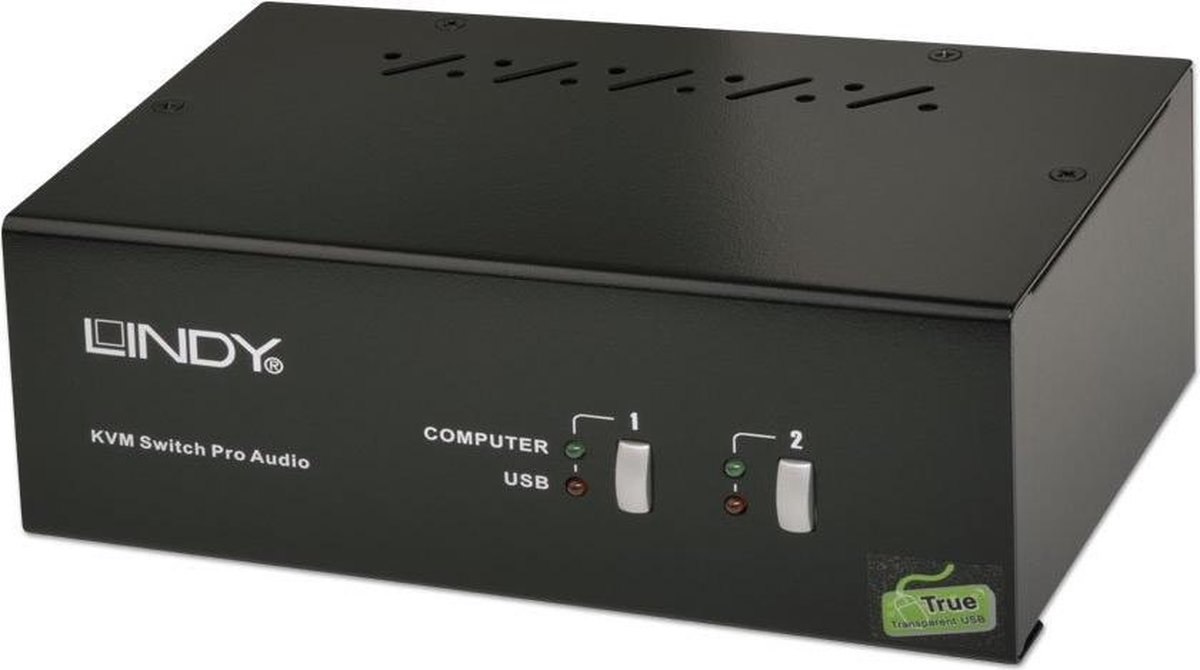 LINDY 2 Port DVI Dual Head KVM Switch Pro Audio USB 2.0