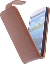 Polar Echt Lederen Samsung Galaxy S4 Flipcase Hoesje Bruin - Cover Flip Case Hoes