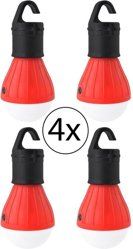 4 stuks hanglamp camping - lamp voor tent, caravan en op vakantie - dimbare  LED - rode kap | bol.com