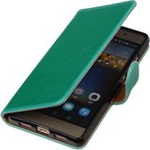 Groen Pull-Up PU booktype wallet cover hoesje voor Huawei P9 Lite
