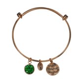 CO88 Collection Birthstone 8CB 12005 Stalen Armband met Hangers - Geboortesteen Mei met Swarovski Elements - One-size - Vintage Rosékleurig / Groen