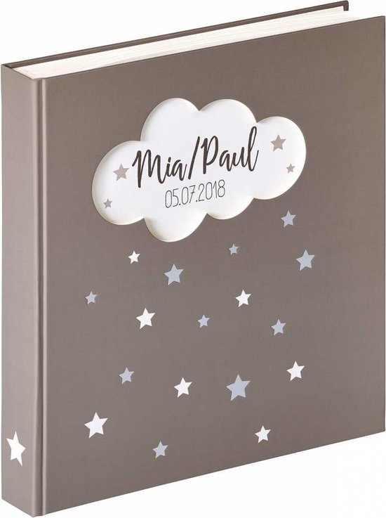 Walther Magical - Babyalbum - 28 x 30,5 cm - 50 pagina's - Grijs met  zilveren sterren... | bol.com