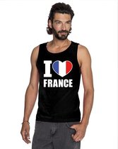 Zwart I love Frankrijk fan singlet shirt/ tanktop heren M