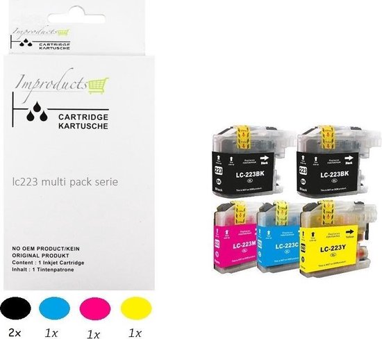 Improducts® Inkt cartridges - Alternatief Brother LC-223 / 223 / LC223 XL set + zwart