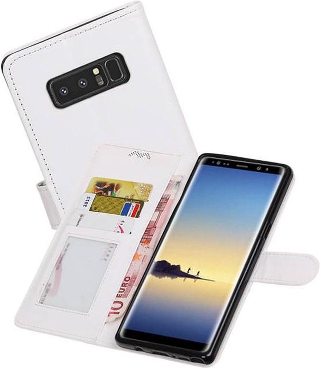 Hoesje Geschikt voor Samsung Galaxy Note 8 - Portemonnee hoesje booktype wallet case Wit