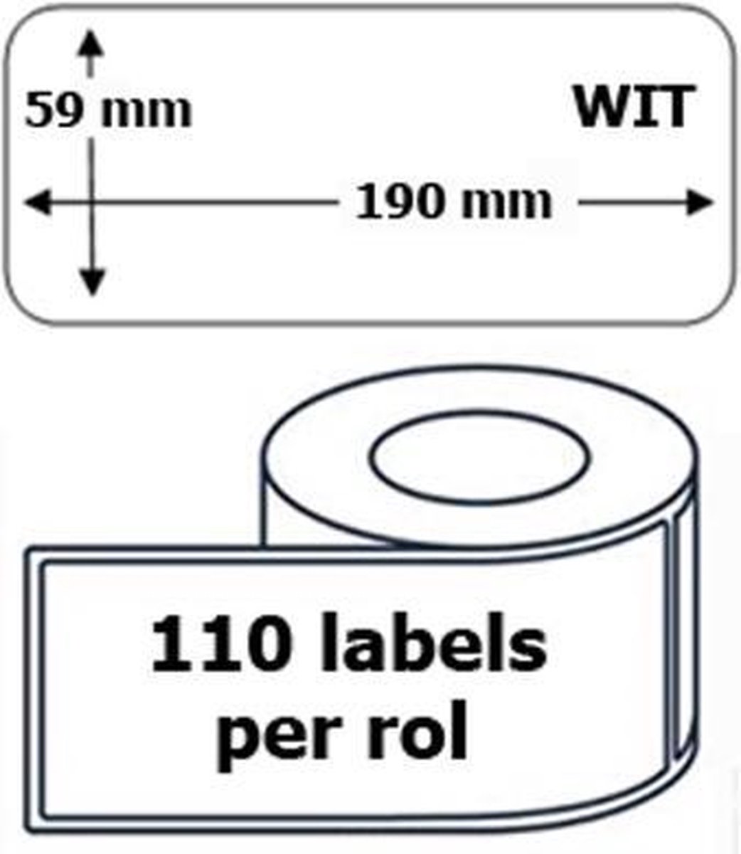 1x Dymo 99019 compatible 110 labels / 59 mm x 190 mm / wit / papier