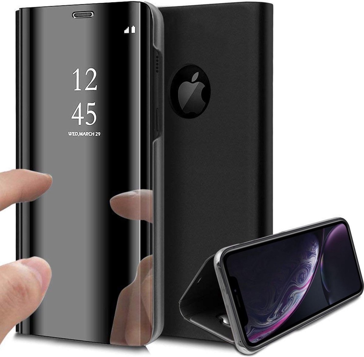 Hoesje geschikt voor iPhone XR - Book Case Spiegel Zwart