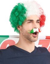 Pruik groen wit rood voor volwassenen - Italie/Hongarije EK/WK supporter verkleed accessoires feestartikelen