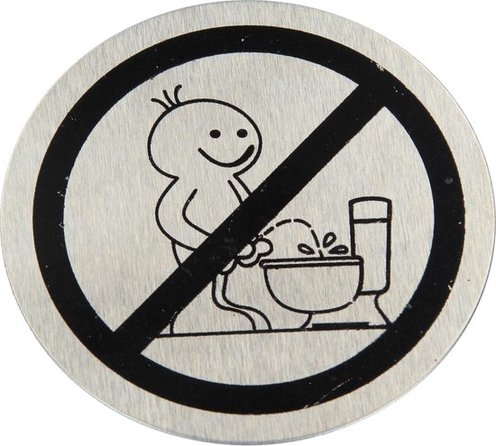 Toilet Deurbordje Verboden Staand te Plassen – 7cm – Wc Bordje – Pictogram