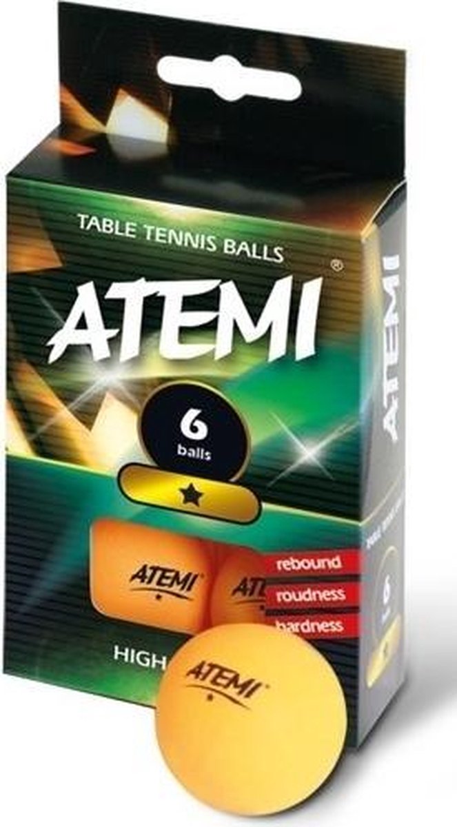 Tafeltennisbal ATEMI 1 ster oranje/6 st.