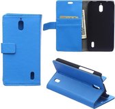 Litchi Cover wallet case hoesje Huawei Y5 Y560 blauw