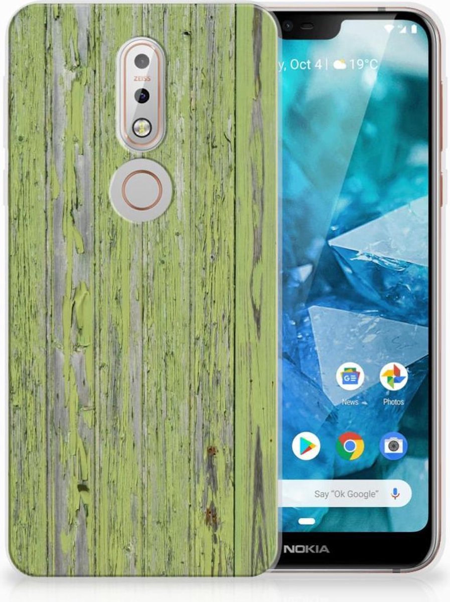 Nokia 7.1 Bumper Hoesje Green Wood