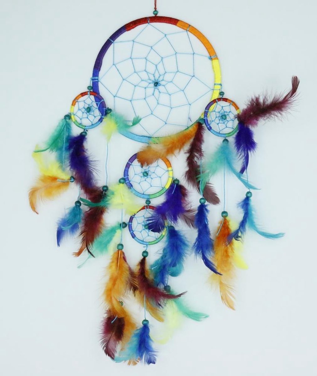 Zus & Zo Dromenvanger / Dreamcatcher ± Ø16-18cm regenboog Multi