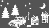 Raamsticker set herbruikbaar kerstdorp huisjes auto | Rosami