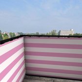 Balkonscherm gestreept roze - BalkonschermenGestreept - Vinyl - 100x300cm Dubbelzijdig