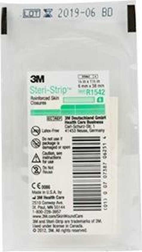 3M Steristrip R1542 -  6x38mm Wondpleister, 3 zakjes met 6 strips