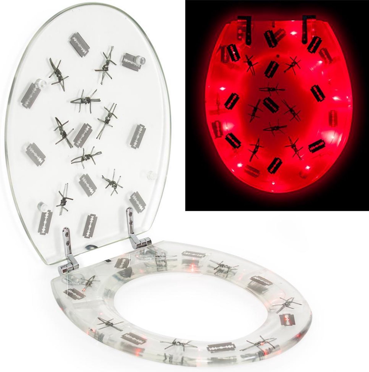 tectake LED Toiletbril met motief rood / prikkeldraad - 400859 | bol.com