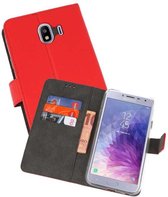 Booktype Telefoonhoesjes - Bookcase Hoesje - Wallet Case -  Geschikt voor Samsung Galaxy J4 2018 - Rood