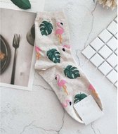 Merkloos Sokken met flamingo's en tropische bladeren print, maat 38-44