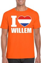 Oranje I love Willem shirt heren - Oranje Koningsdag/ Holland supporter kleding L