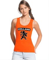 Oranje Holland zwarte leeuw tanktop shirt/ singlet dames - Oranje fan/ supporter kleding S