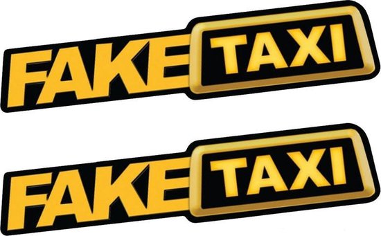 2x Autosticker FAKE TAXI - Grappige sticker voor auto - Mannen stickers