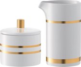 LSA Deco Melk en Suikerpot - Porselein - 250 ml en Ø 9 cm - Goud