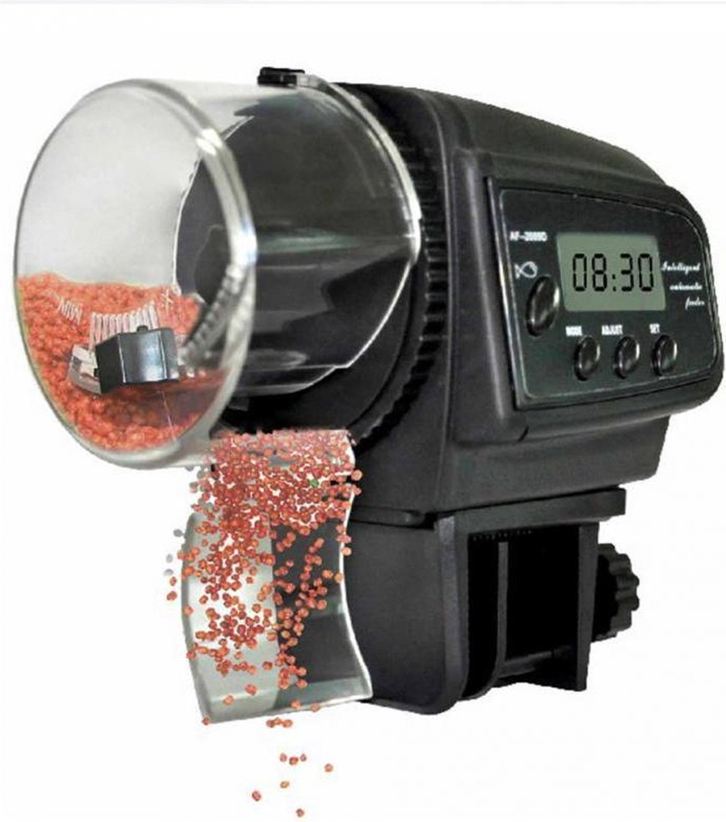 Lychee Aquarium Automatische visvoerautomaat - Automatische getimede visvoerdispenser voor aquariums (oplaadbaar) met LCD-display voor tankvijvers