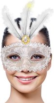 Venetiaans Masker Metallic Wit met LED