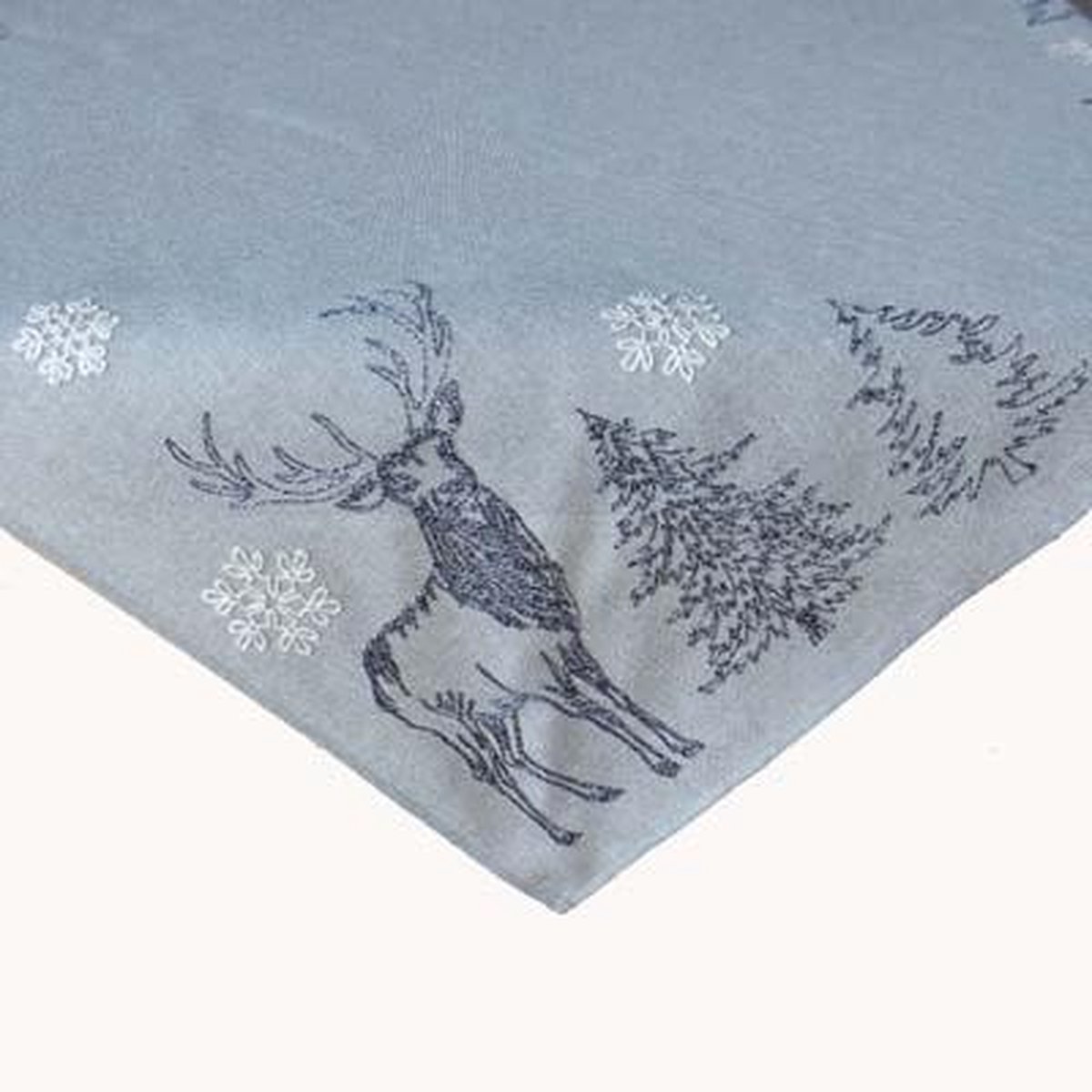 Kerst tafelkleed hert kerstboom sneeuwvlok grijs - Vierkant 85 cm