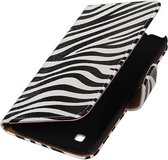 Zebra Bookstyle Wallet Case Hoesjes Geschikt voor LG K7 Wit