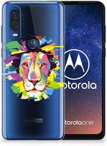 Telefoonhoesje met Naam Motorola One Vision Lion Color