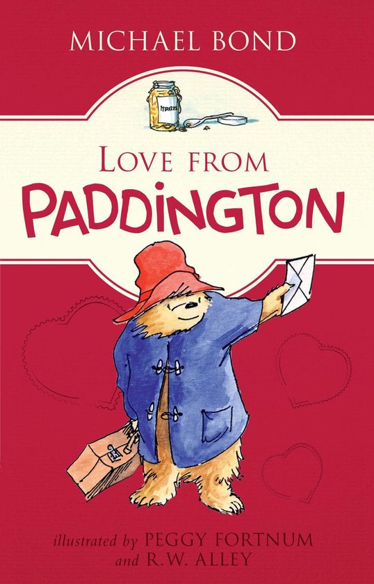 Boekomslag van 'Love from Paddington' met de beer met rode hoed en blauwe jas die een brief vasthoudt.