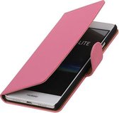 Roze Effen booktype cover hoesje voor Huawei P9 Lite