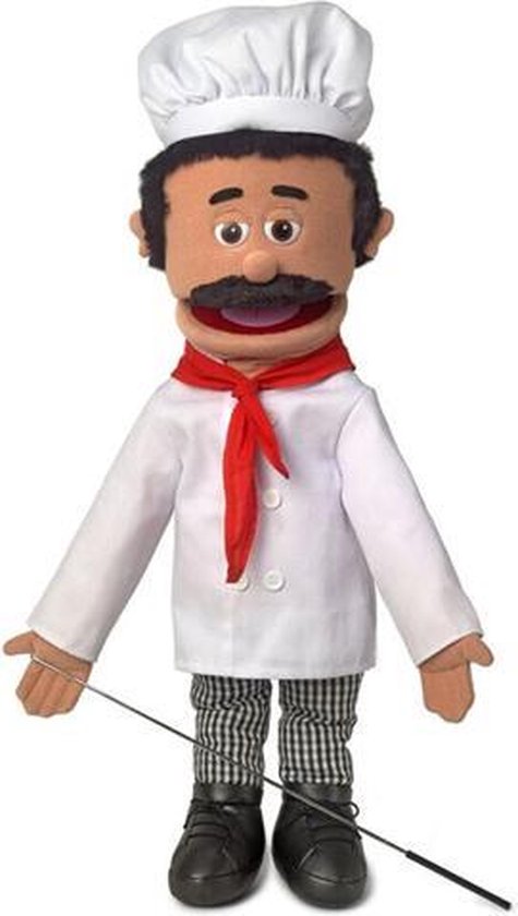 Sillypuppets - Handpoppen - Chef Luigi 60cm - Pizzabakker - Banketbakker - Chefkok - Poppentheater