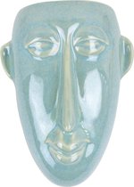 Pt, (Present Time) Mask Long - Wand bloempot - Keramiek - 17,5 x 7,4 x 22,4 cm - Groen