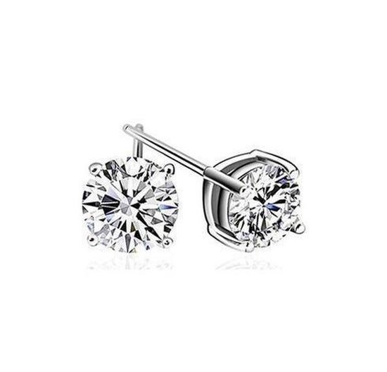 ALLUZA - Prachtige Zilveren Stud oorbellen met diamant van 0.4 cm - Unisex  | bol.com