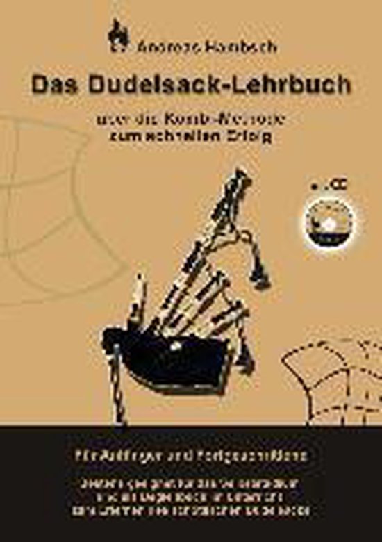 Boek 'Das Dudelsack-Lehrbuch' met illustratie van een doedelzak.