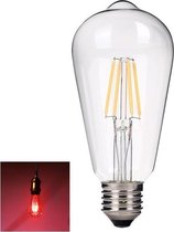2 Stuks Vintage E27 4W 185-240V ST64 LED-lamp met Filament glas - Rood