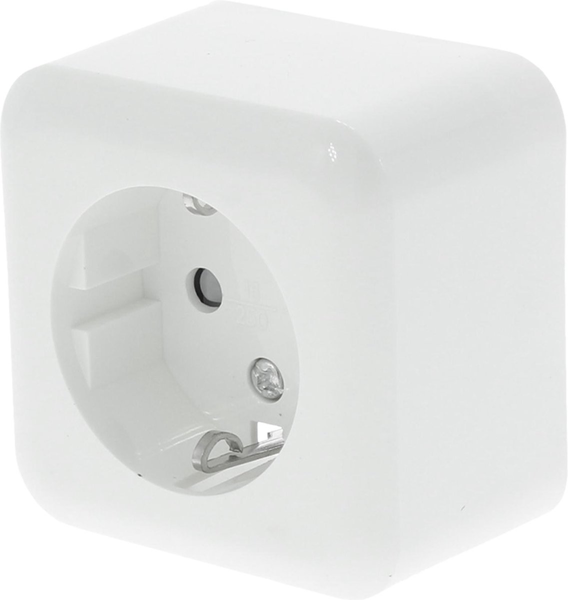 Q-LINK - Wandcontactdoos - Opbouw - 1-voudig Stopcontact - Randaarde - Kinderbeveiliging - Polarwit