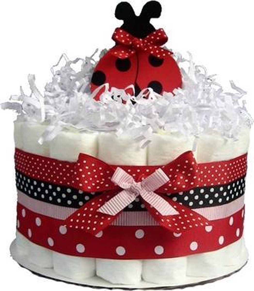 Gâteau de couches fille avec coccinelle - taille 2 (4-8kg) | bol.com