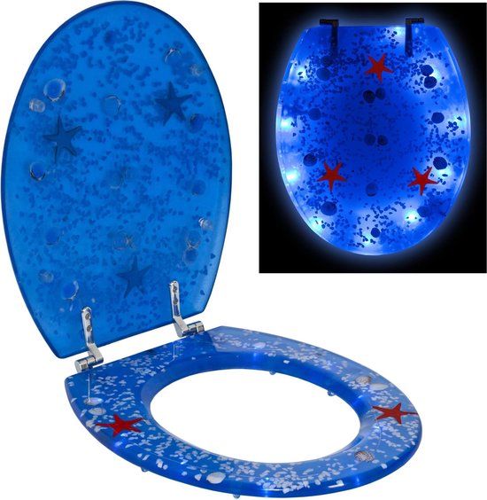 bloeden Een zin Gezond eten tectake LED Toiletbril met motief blauw / schelp - 400860 | bol.com