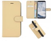 Samsung Galaxy S8 Plus hoesje - Bookcase - Portemonnee Hoes Echt leer Wallet case Ivoorkleur
