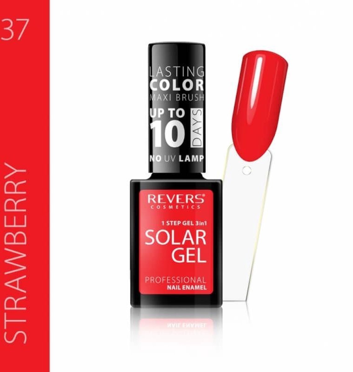 REVERS® 3in1 Solar Gel Nagellak 12ml. - #37 Strawberry - rood - Glanzend - Gel nagellak - Gel nagellak