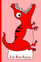 Red Hungry Dinosaur Wide Ruled Notebook