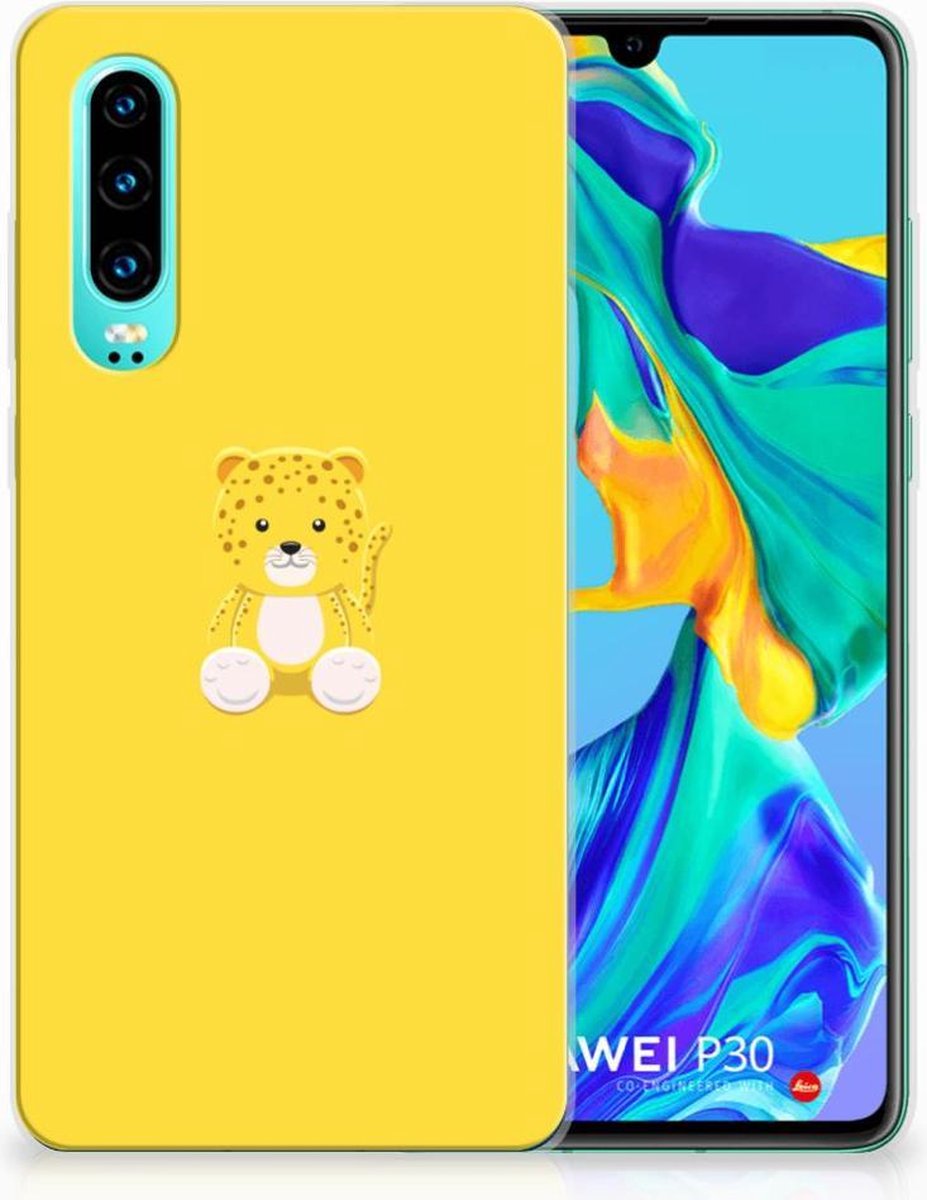 Back Cover voor Huawei P30 Telefoonhoesje met Naam Baby Leopard