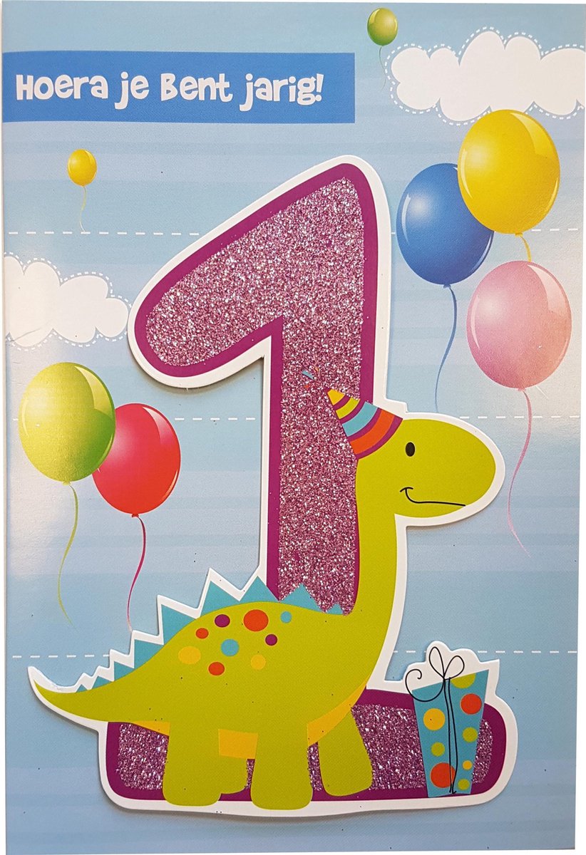 Verjaardagskaart Dino - 1 Jaar - Envelop | Bol.Com
